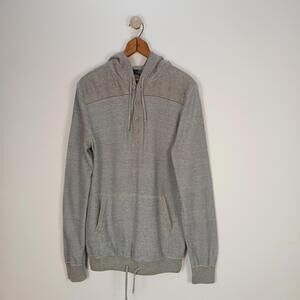 Le31 Simons Men Medium Gray Striped Hooded Sweater 100% Cotton Lightweight